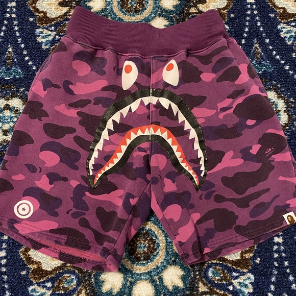 Bape Purple Camouflage Shark Shorts - Picture 1 of 3